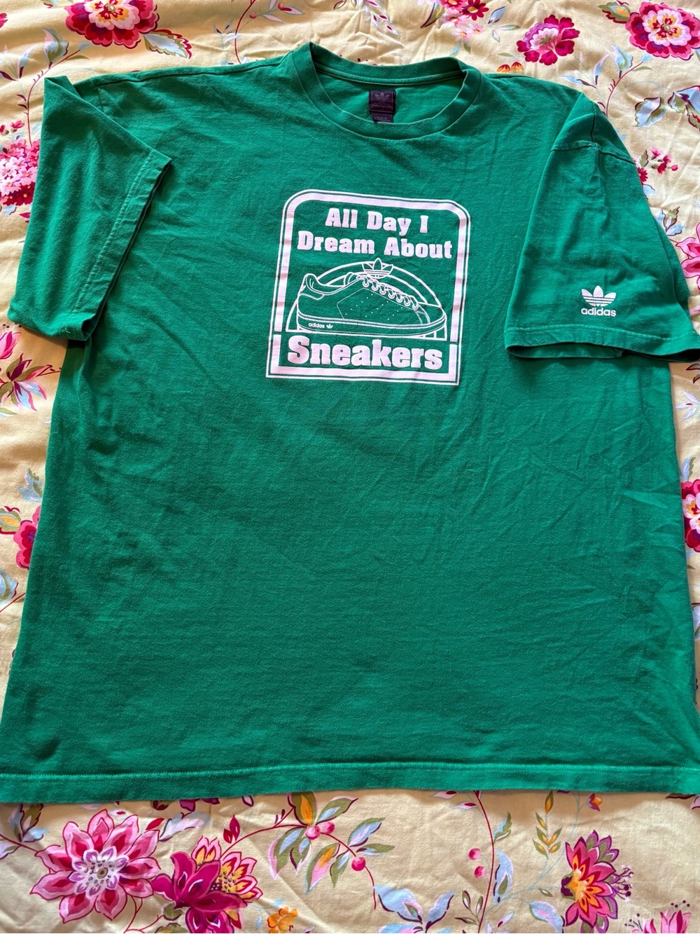 Adidas All Day I Dream About Sneakers Green Tee Shirt Men’s 2XL EUC